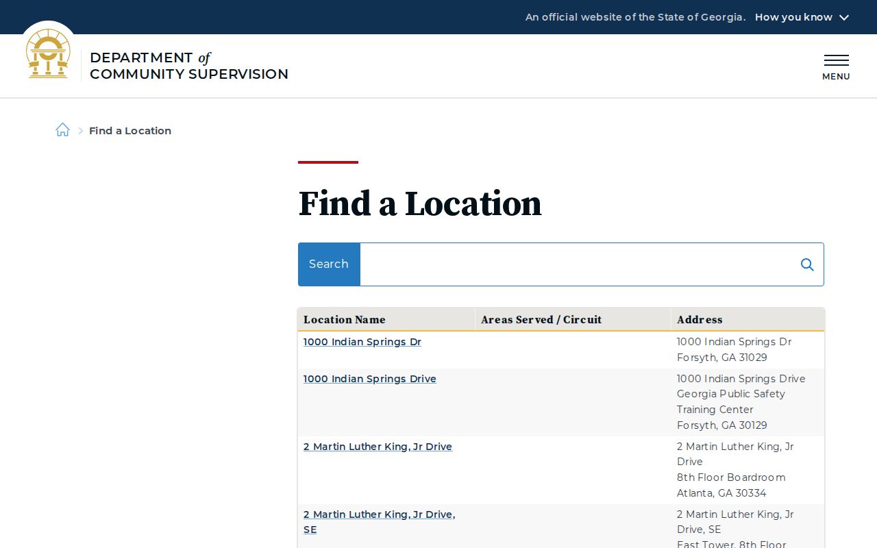 Georgia DCS office locator for Harris County felony supervision
