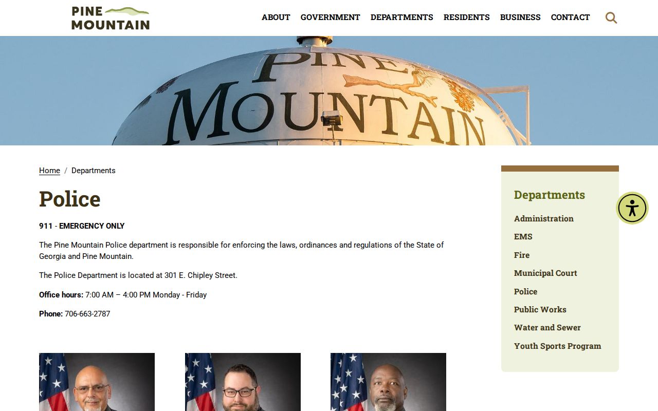 Pine Mountain criminal records police department page