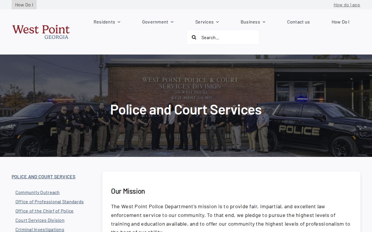 West Point criminal history Police and Court Services